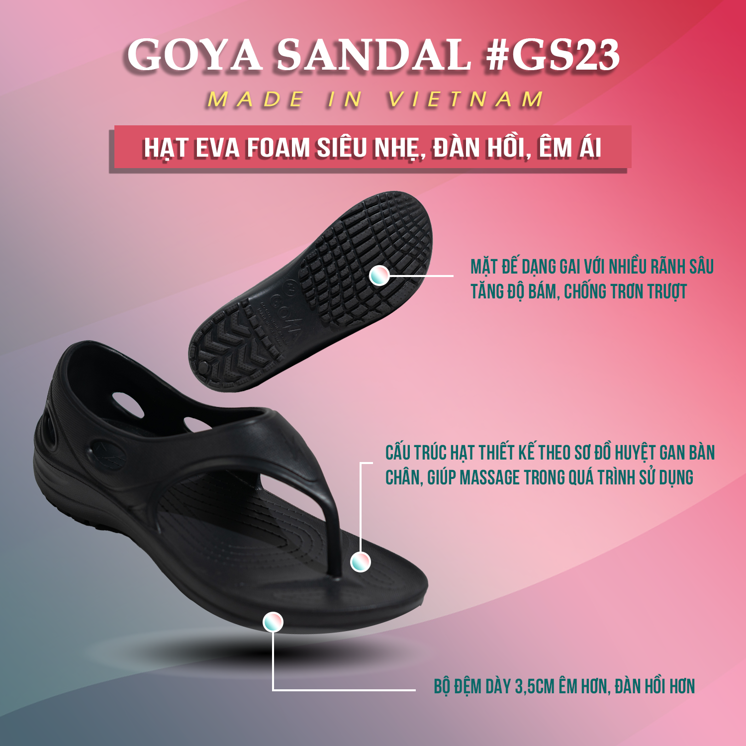 [HOT] Dép Thể Thao Cao Cấp Goya Sandal GS23 - Màu Đen