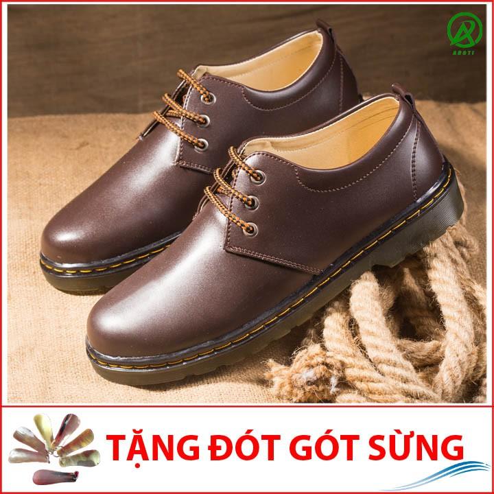 Giày Boot Nam Cổ Ngắn Màu Nâu Da Trơn Cực Đẹp Và Phong Cách Để Khâu Chắc Chắn - M353-NAU- Kèm Đón Gót Sừng