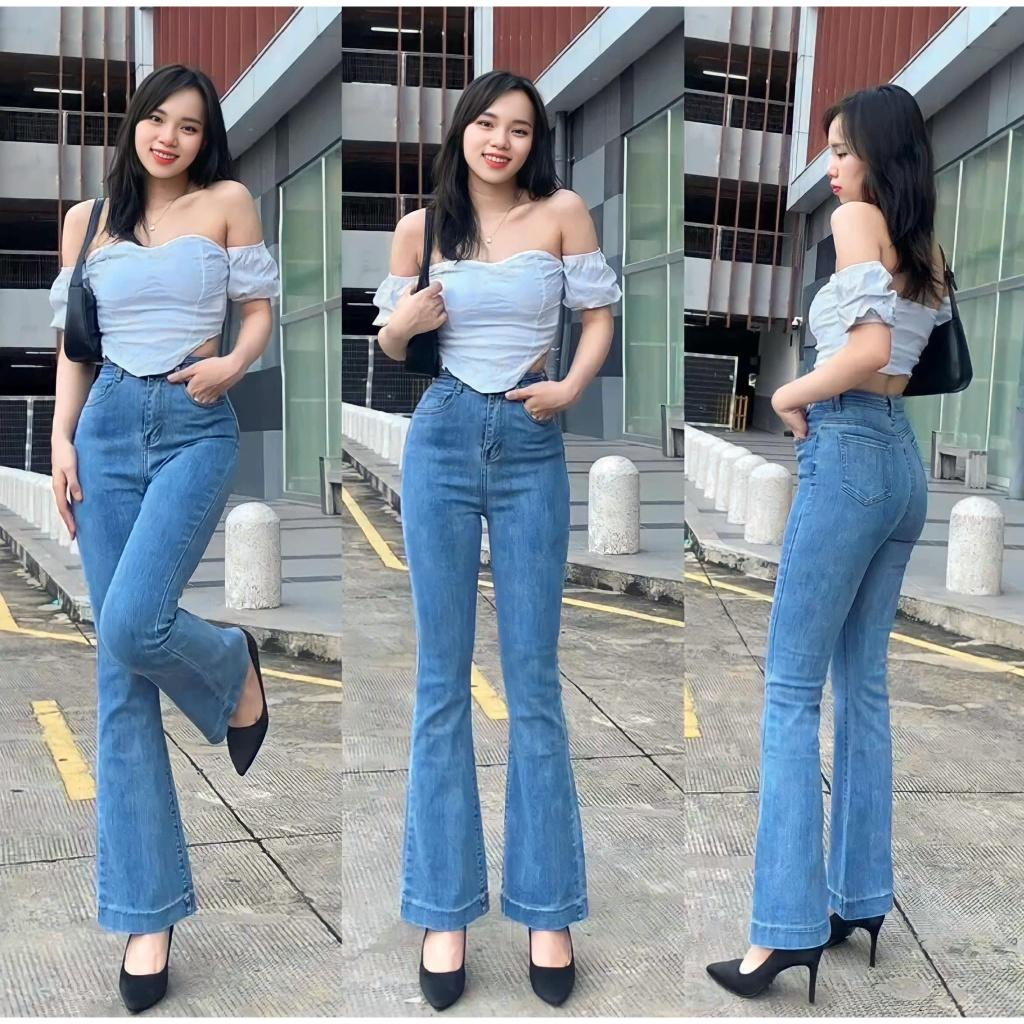 Quần Jeans Nữ Ống Loe Dài Thời Trang
