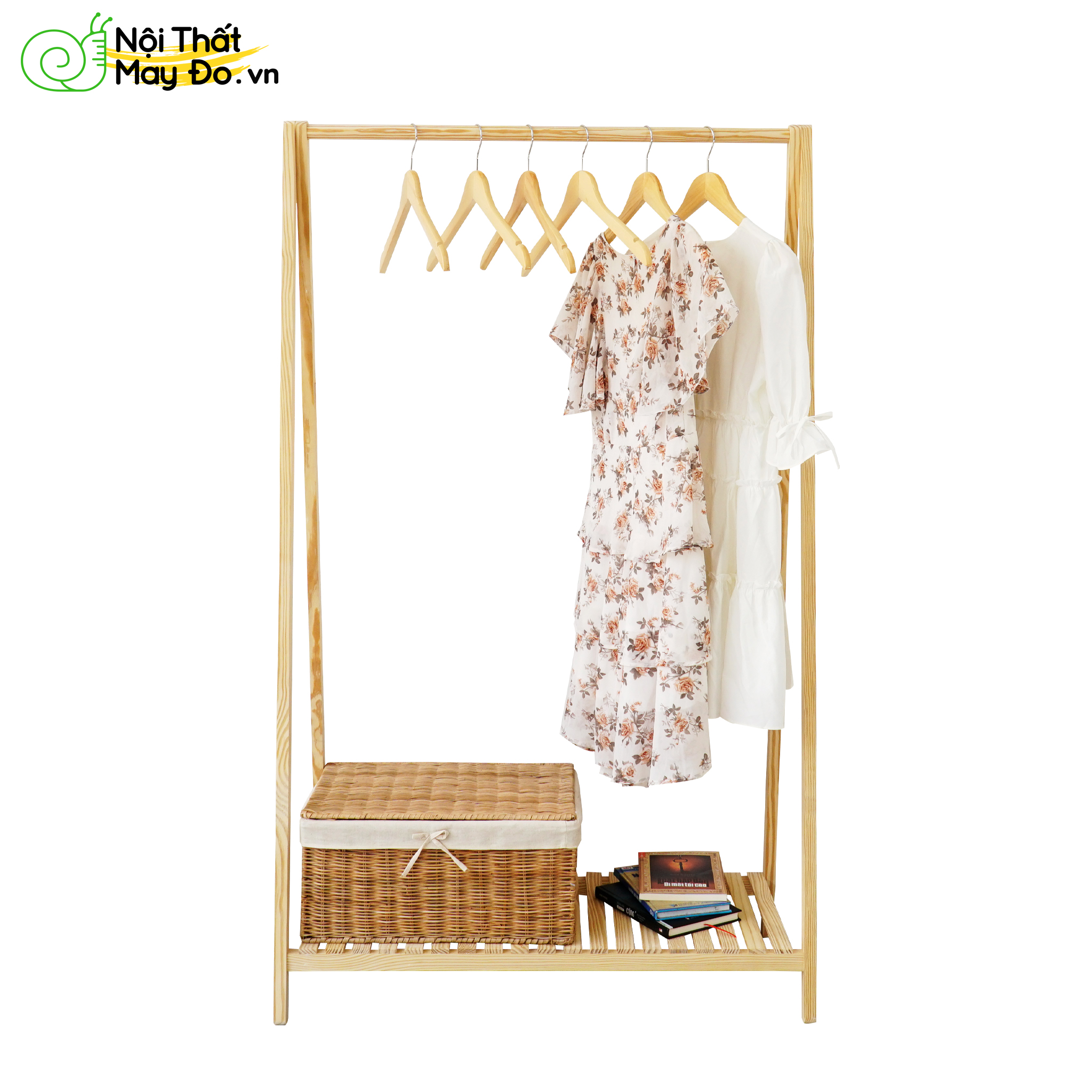 Giá Treo Quần Áo 1 Tầng - A Hanger 1F - Thiết Kế Khung Treo Hình Chữ A Đơn Giản - Size M - Dễ Lắp Ráp Và Di Chuyển - Màu gỗ