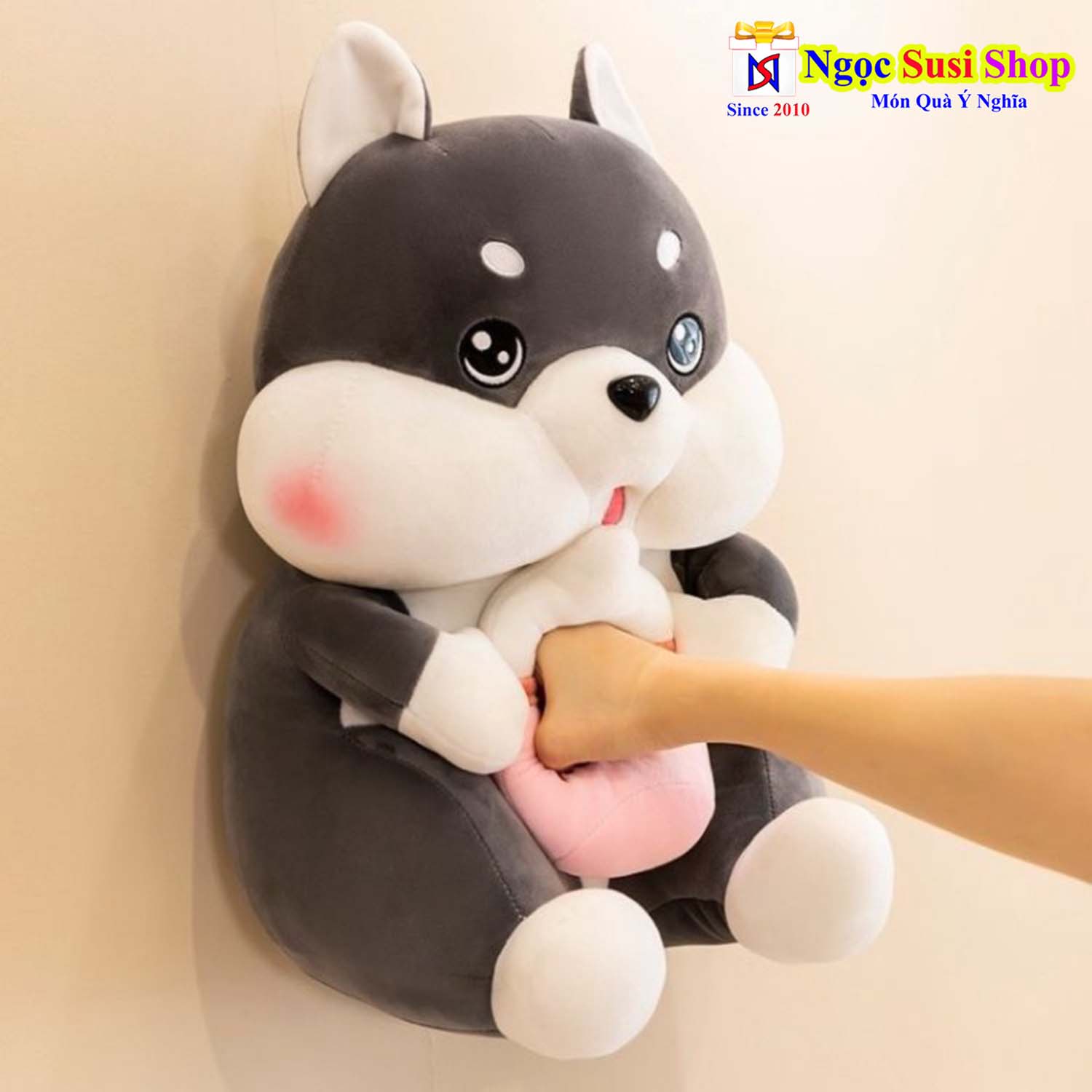 GỐI ÔM CHÓ HUSKY ÔM BÌNH SỮA KHỔNG LỒ SIÊU MỀM MỊN ÔM NGỦ