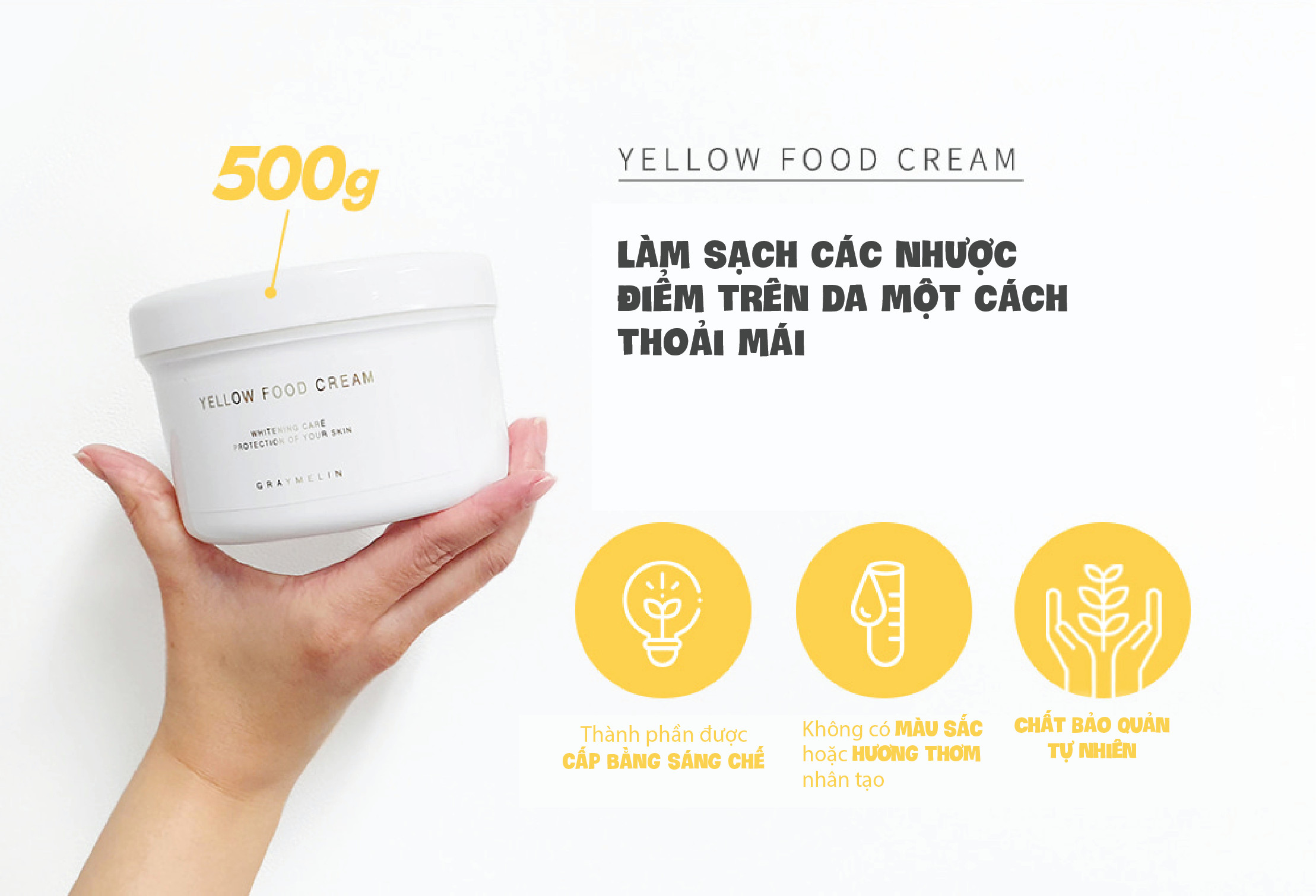 Kem trái cây vàng dưỡng trắng da GRAYMELIN YELLOW FOOD CREAM 500ml