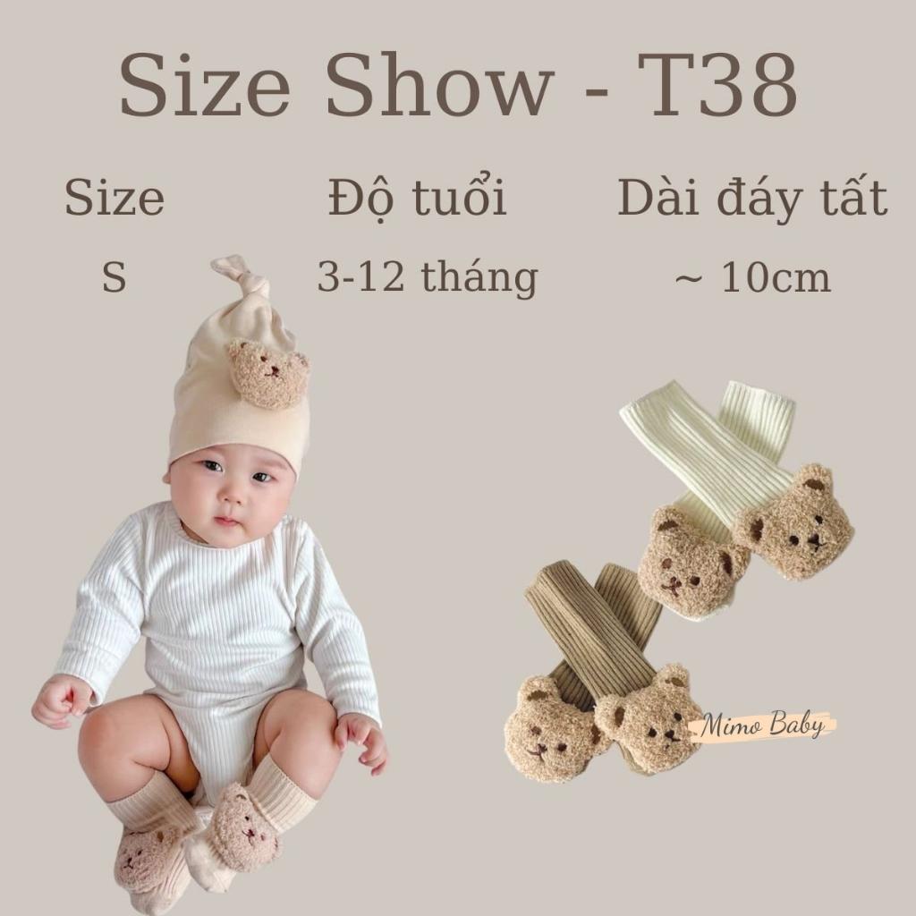 Tất vớ cao cổ đính gấu bông xù phong cách hàn quốc cho bé T38 Mimo Baby