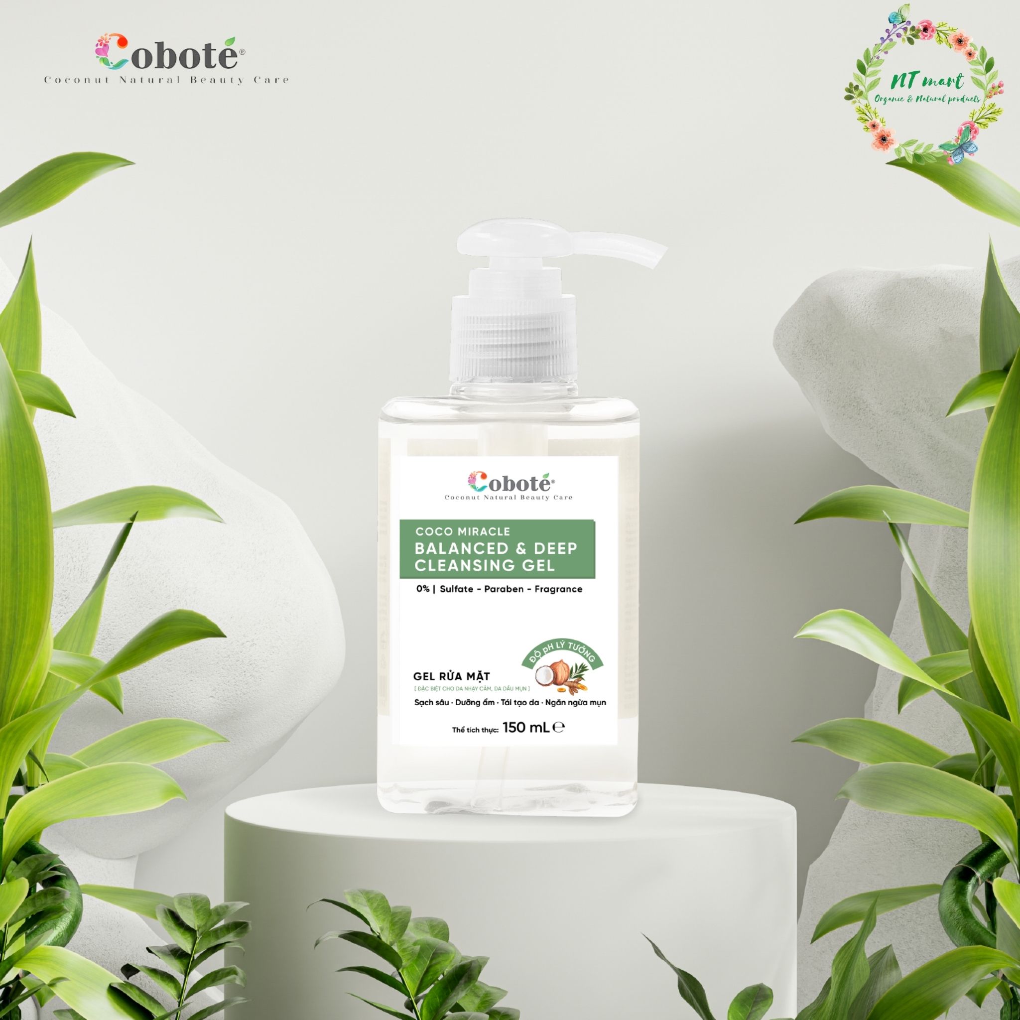 COBOTÉ - Gel Rửa mặt cho da dầu mụn nhạy cảm - Coco Miracle Balanced and Deep Cleansing Gel