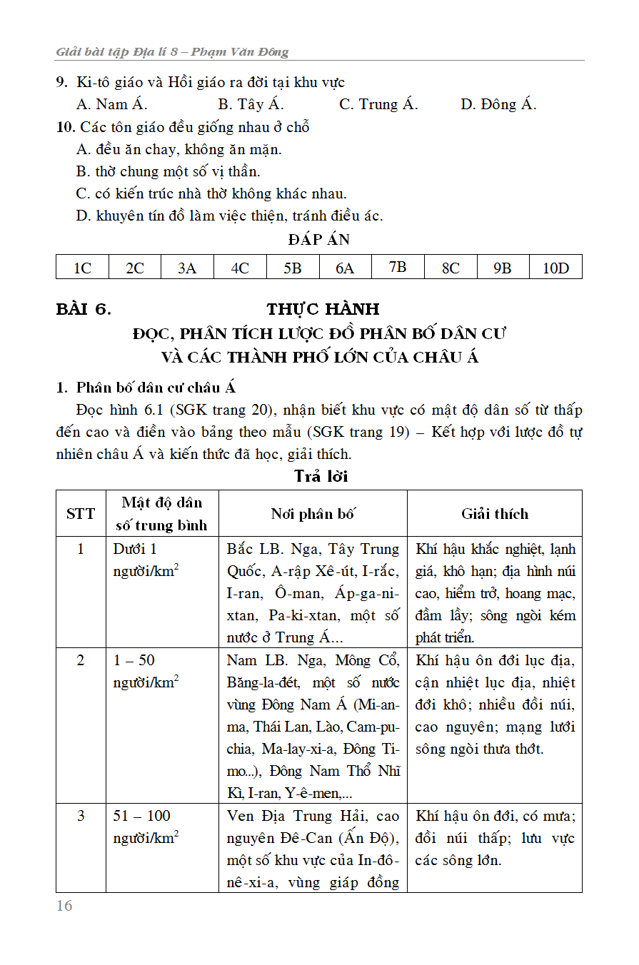 Giải Bài Tập Địa Lí 8 - KV