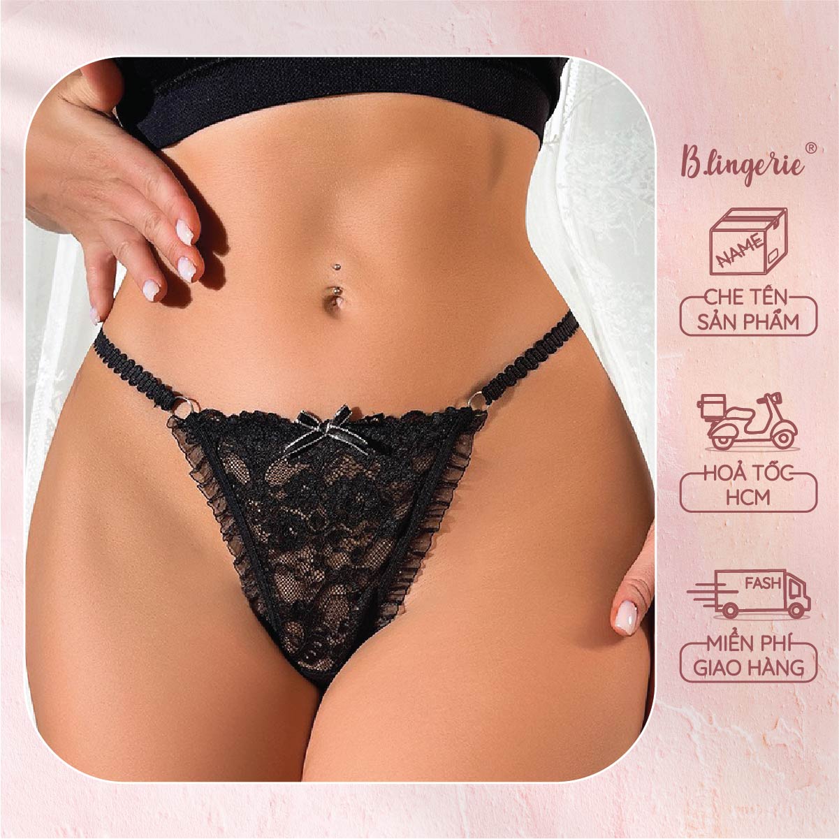 Quần Lót Lọt Khe Ren Hoa - B.Lingerie