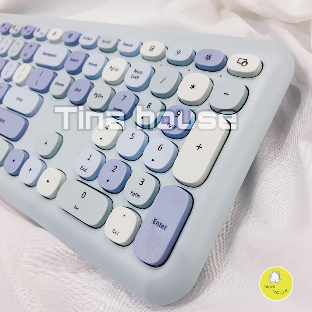 Bộ Bàn Phím Chuột Giả Cơ Không Dây Candy Mofii Dễ Thương 100% layout - Tặng sticker - Hàng Chính Hãng