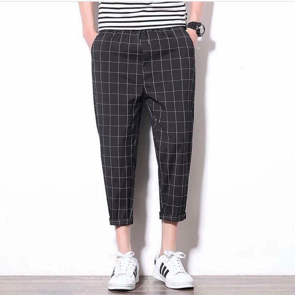 Quần CARO PLAID PANTS Unisex Màu Đen - Quần ca rô đen sọc trắng nam nữ cực đẹp chất xịn loại 1