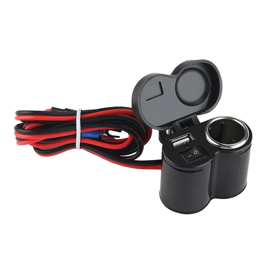 USB Cigarette Lighter Power Outlet Hardwire Cable For Motorcycle Car Auto