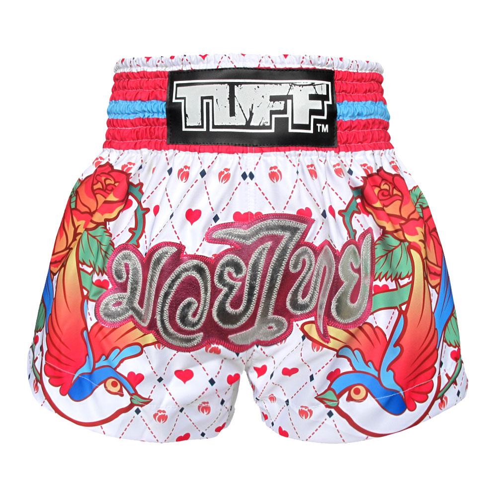 Quần TUFF Muay Thai White With Classic Rose