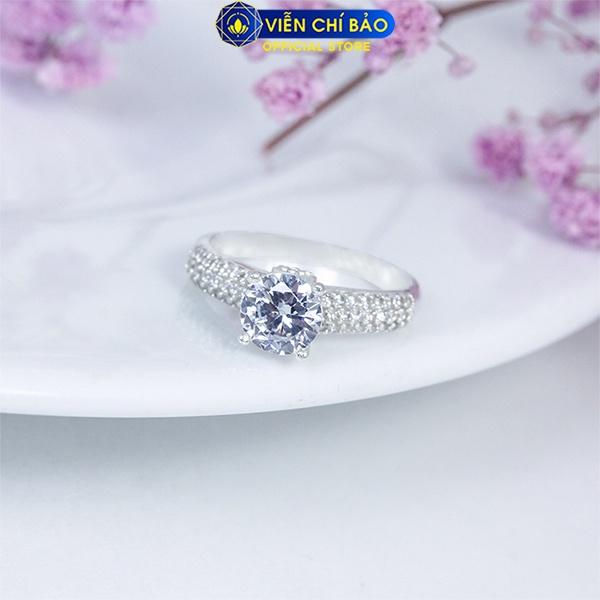 Nhẫn bạc nữ đá viền cao chất liệu bạc S925 thời trang phụ kiện trang sức nữ Viễn Chí Bảo N400638