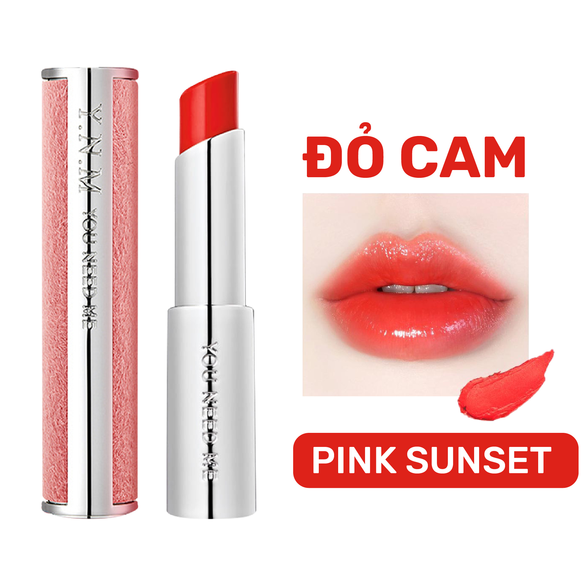 Son Dưỡng Lì Có Màu YNM Candy Pop Glow Melting Balm Pink Sunset 3g/ Đỏ Hồng