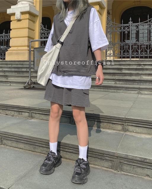 Set bộ 3 món gile xám