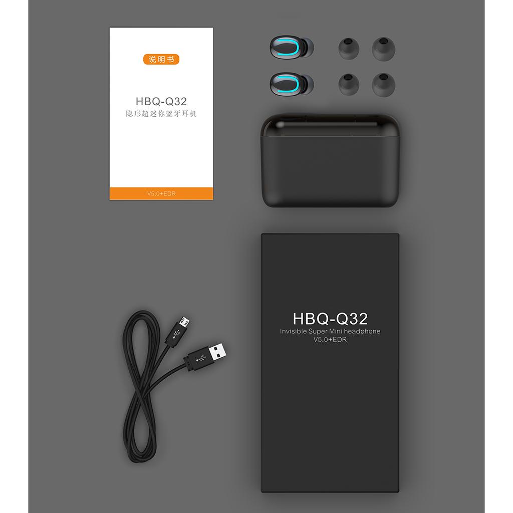 1 Pair HBQ-Q32 Wireless Earbuds  Headset Stereo Headphone Bluetooth 5.0