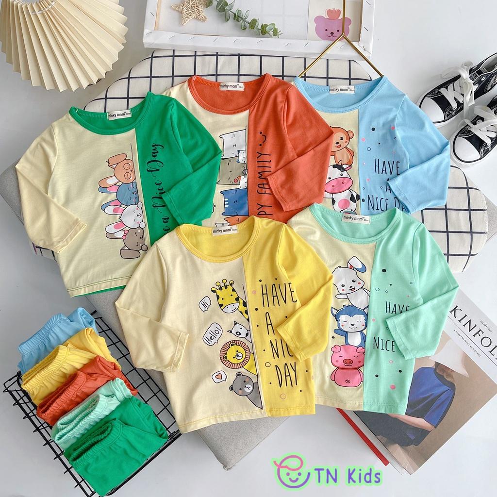 Bộ Dài Tay Thun Lạnh phối lạ mắt Mềm Mịn Thoáng Mát - Hàng Chuẩn Loại 1 Cho Bé Trai Bé Gái Từ 7-19kg