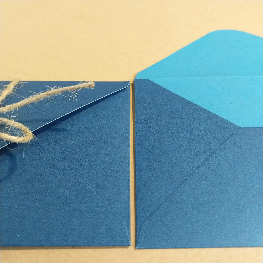 Bao thư giấy xanh dương, thiệp chúc mừng, phong bì giấy mỹ thuật thơm kích thước 11x16, tặng kèm giấy viết thư và dây thừng