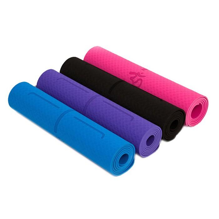 Thảm Tập Yoga Định Tuyến TPE dầy 8mm 1 lớp Cao Cấp Loại 1 (Tặng kèm dây buộc thảm).Túi chống nước