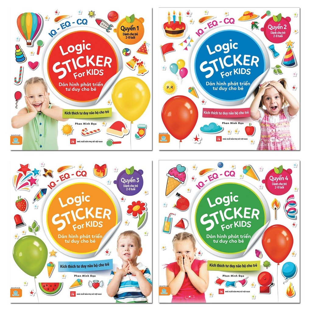 Combo 4 cuốn Logic Sticker for Kids dán hình phát triển tư duy cho bé