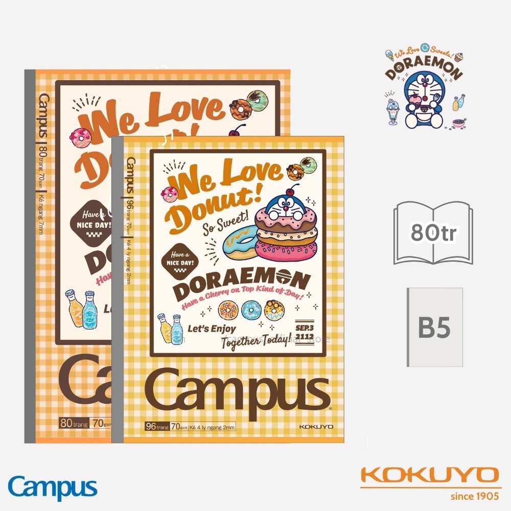 Lốc 10 Vở kẻ ngang Campus Doraemon Phong Cách Retro 80 trang