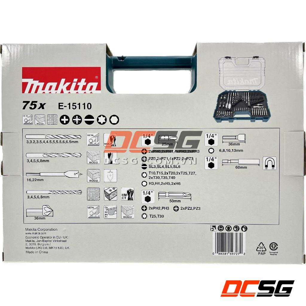 Bộ phụ kiện mũi khoan và vít 75 chi tiết Makita E-15110 | DCSG