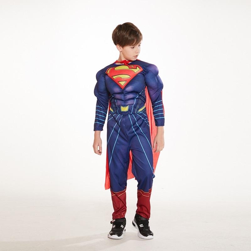 Bộ đồ hoá trang siêu nhân superman người sắt người dơi đội trưởng mỹ hulk cơ bắp hàng xuất xịn cho bé trai
