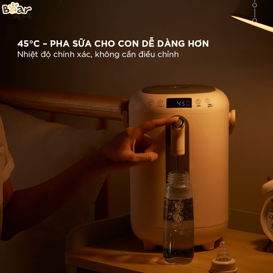 [Hàng Chính Hãng] Bình Thủy Đun Điện Giữ Nhiệt Bear KE-B30V1 – Màu Hồng, tích hợp 11 mức nhiệt và 2 chế độ đun sôi; tính năng khử clo, lớp vỏ bên trong giữ nhiệt, lớp vỏ bên ngoài cách nhiệt; có khóa nước an toàn