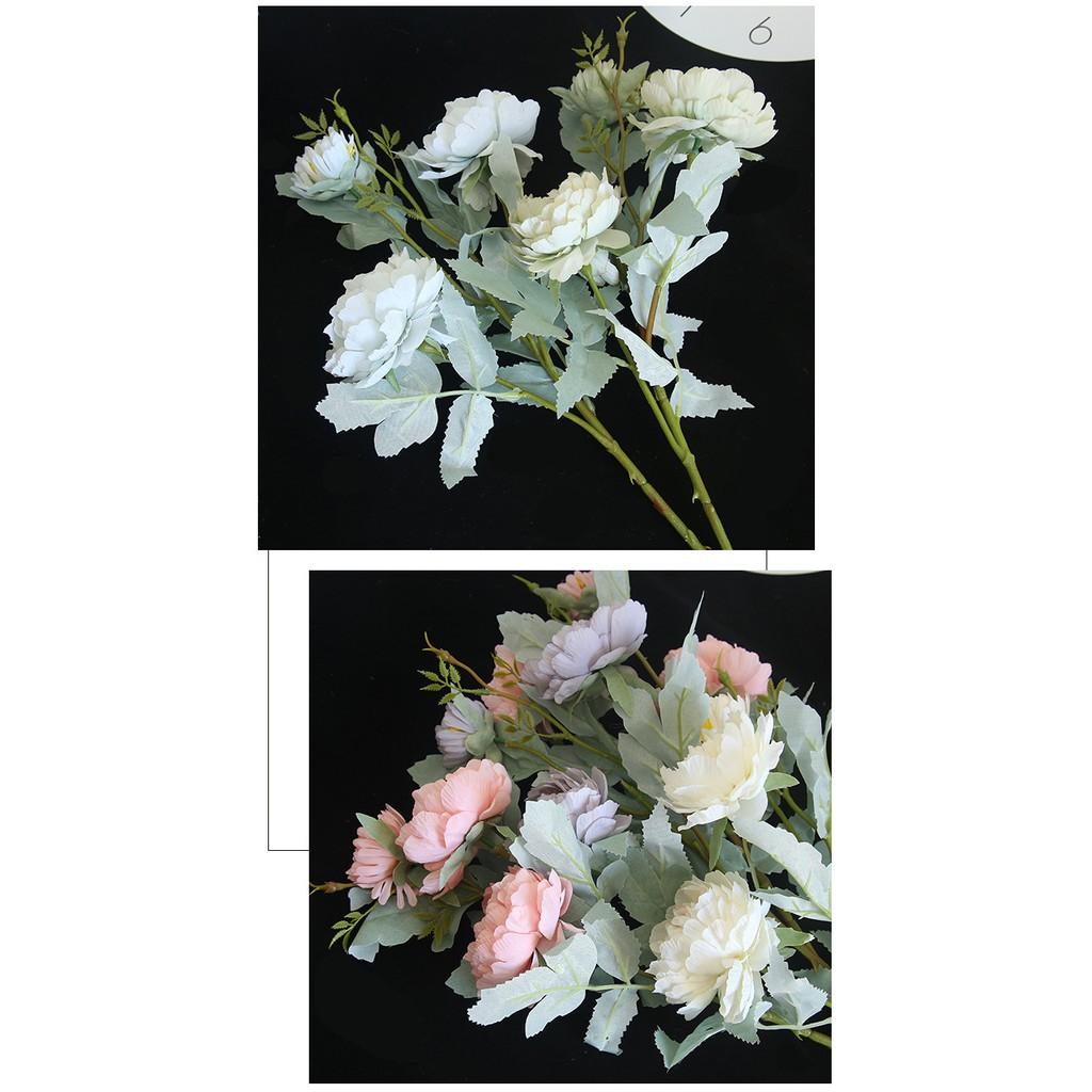Hoa giả Cành mẫu đơn lụa cao cấp mang lại không gian sang trọng ấm áp, hoa trang trí decor hoa cưới hoa cô dâu