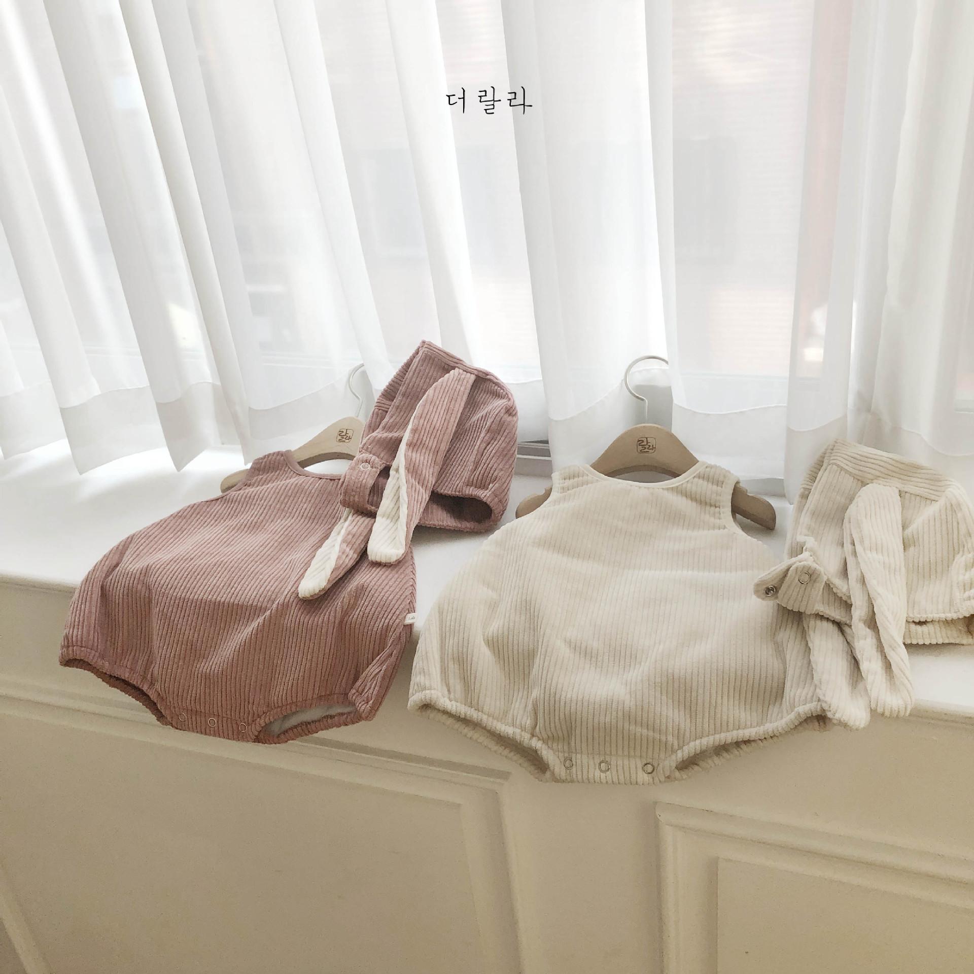 Mùa Thu Đông Cho Bé Kids Cho Bé Bé Trai Và Bé Gái Không Tay Ren Định Bodysuit Tai Thỏ Mũ Màu Jumpsuit Áo Liền Quần Quần Áo