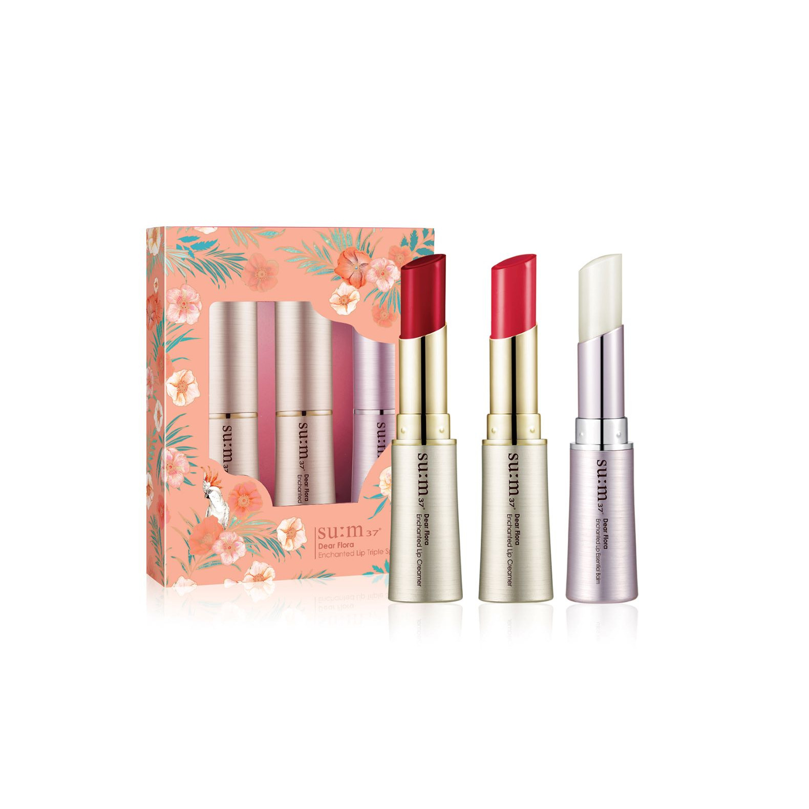 Bộ ba son dưỡng ngăn ngừa lão hóa môi Su:m37 Dear Flora Lip Triple Set 12g