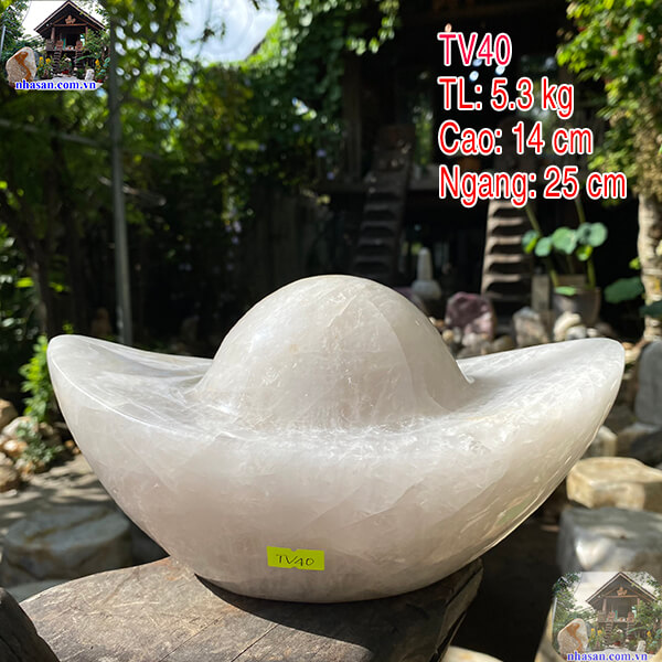 Thỏi vàng đá thạch anh trắng - Biểu tượng của sự giàu có, thịnh vượng và may mắn-5.3kg - 25 x 14 x 15