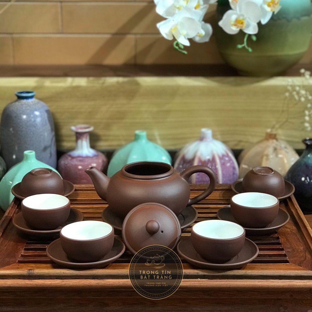 Bộ Ấm Chén Trà Đạo Gốm Tử Sa Bát Tràng Dáng Thủy Bình Dung Tích 350ml AVMT 50
