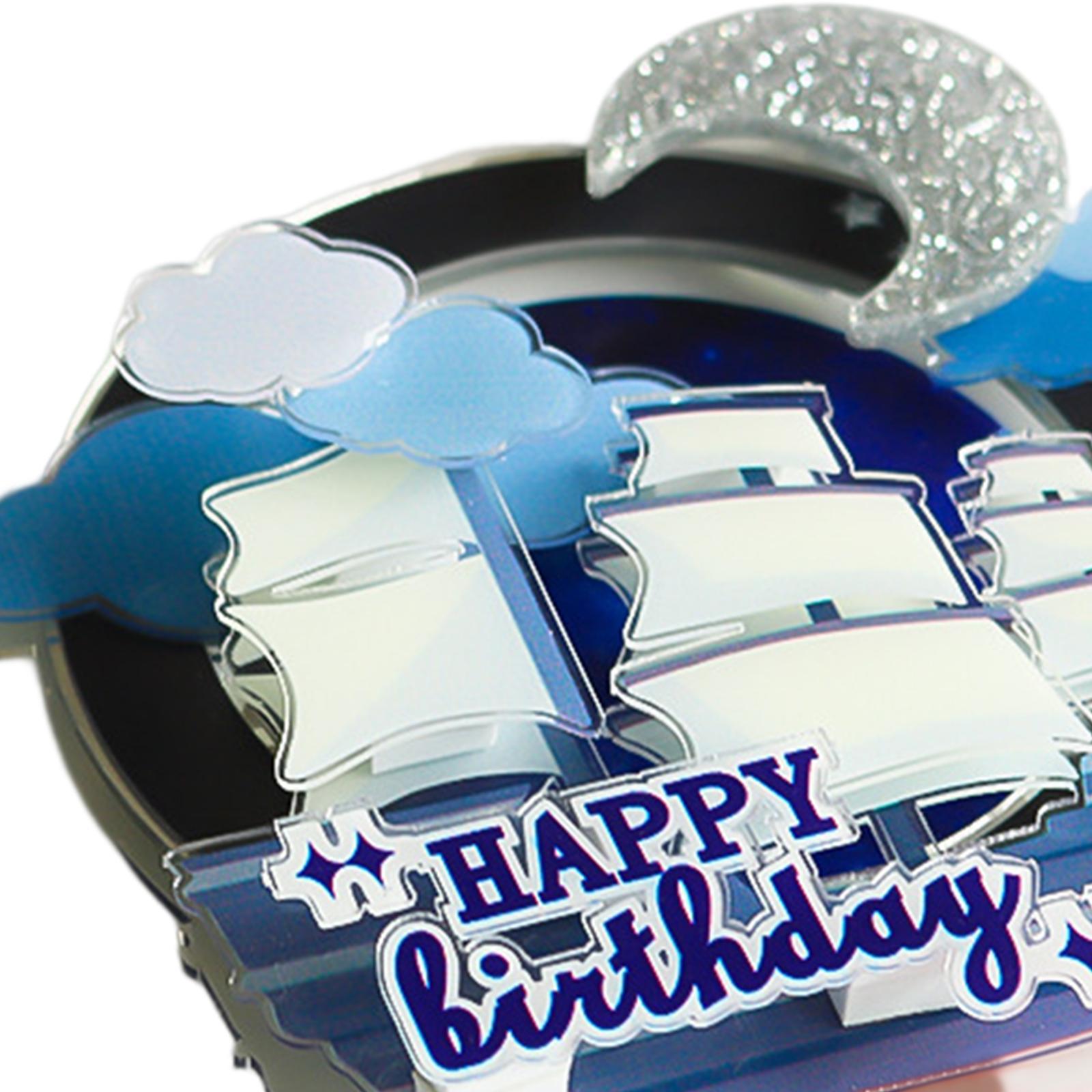 Sailing Themed Happy Birthday Cake Topper Ornaments for Baby Shower Wedding