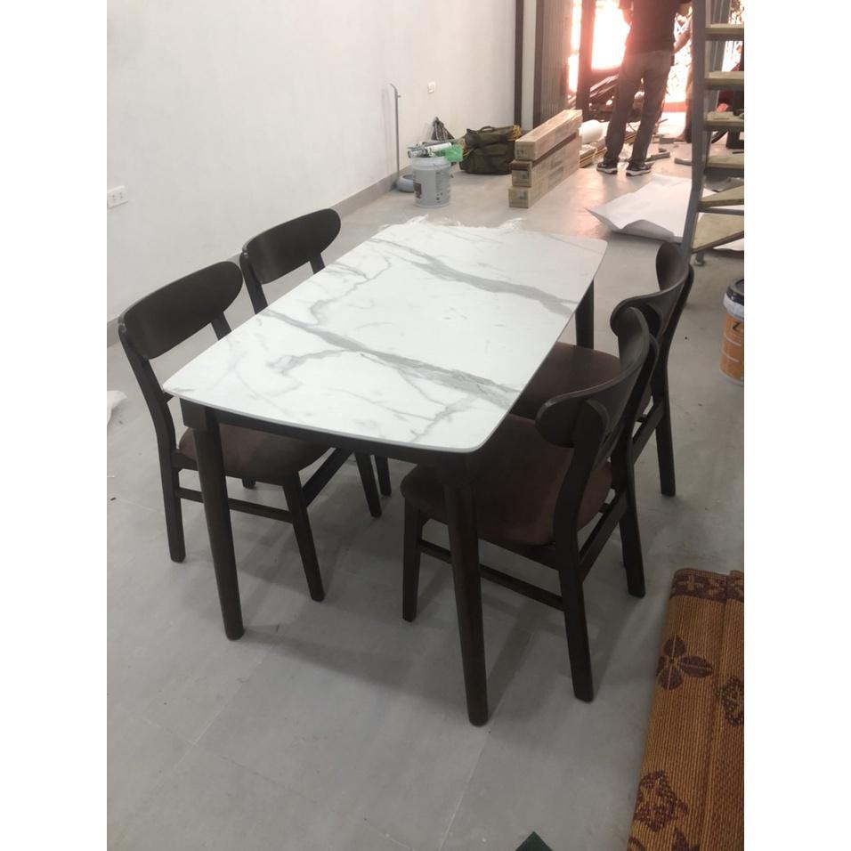 Bộ bàn ăn 4 ghế mango cao cấp mặt gỗ (Freeship Hà Nội)