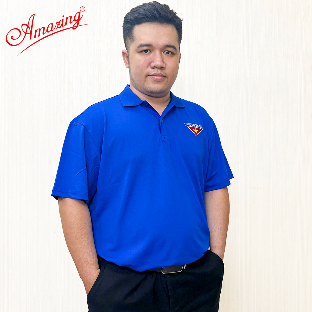 Áo thun Amazing Đoàn Thanh Niên Việt Nam thêu logo cờ đỏ sao vàng, nam và nữ, size tới 100kg