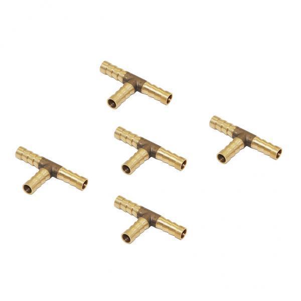 3-6pack 5pcs Brass T Type Joiner Fuel Hose Joiner Tee Connector Air Water Gas