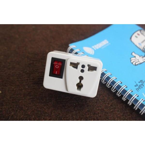 Ổ Cắm - Phích Cắm Chuyển Đổi Từ 3 Chân Sang 2 Chân || 3 Chạc Sang 2 Chấu - Có Công Tắc Tiện Dụng, An Toàn Trong Gia Đình. Kingler 8609 - Hàng Nhập Khẩu