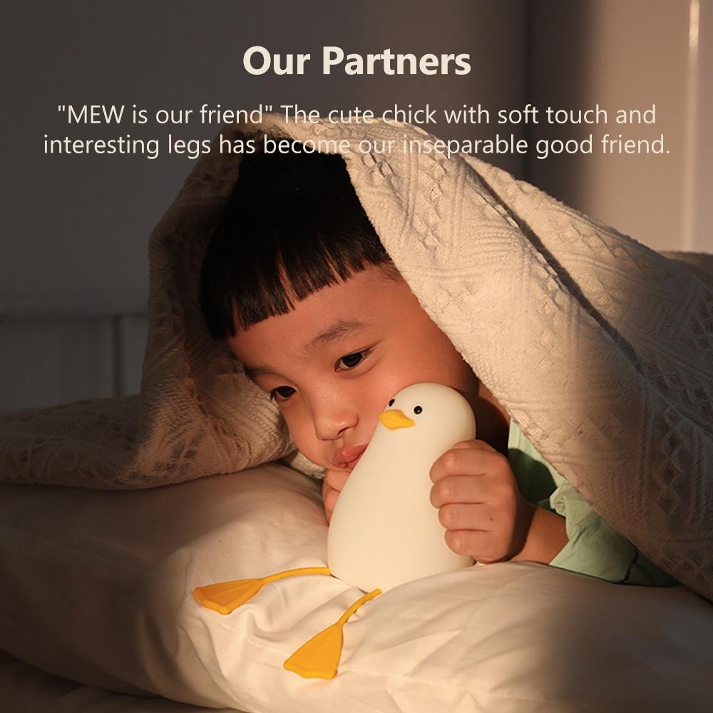 Đèn ngủ bóng led cảm ứng Xiaomi Youpin hình vịt bằng silicone sáng tạo và cáp sạc