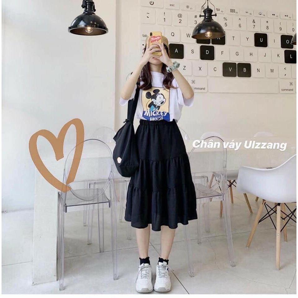 Chân váy dài ZINTI chất voan cếp ly 3 tầng sáng chữ A Ulzzang CV02