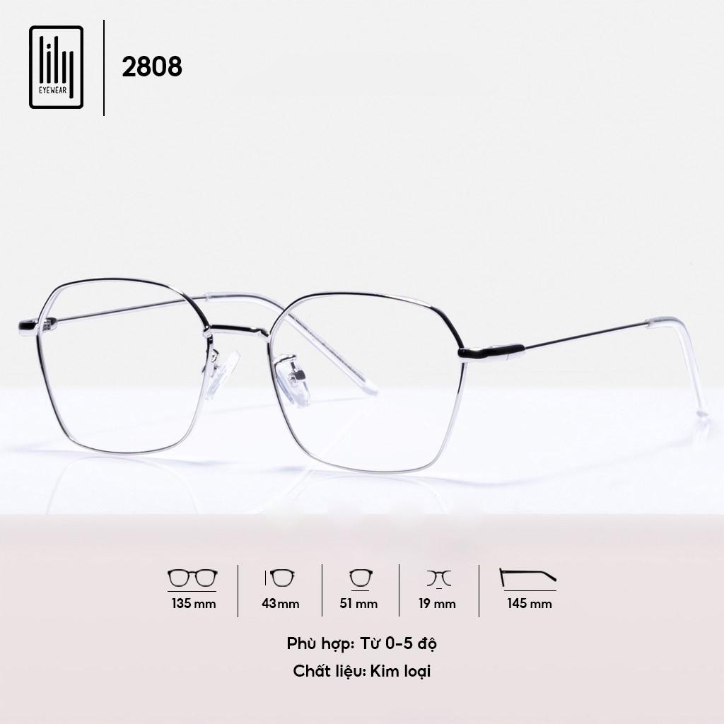 Gọng kính cận nam nữ Lilyeyewear chất liệu kim loại mắt đa giác thanh mảnh 2808