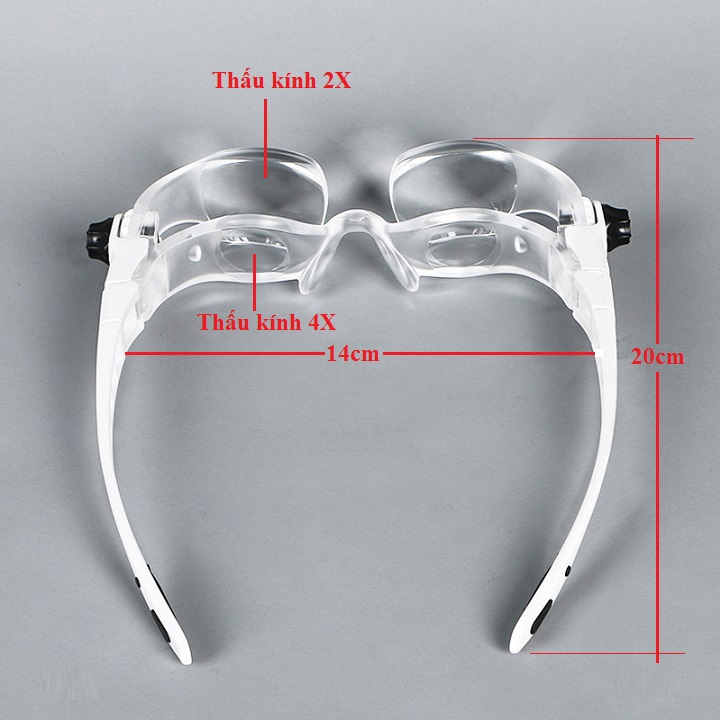 Kính lúp 2 thấu kính 2x-4x  đeo mắt  M4 ( Tặng kèm quạt mini cắm cổng USB ngẫu nhiên )