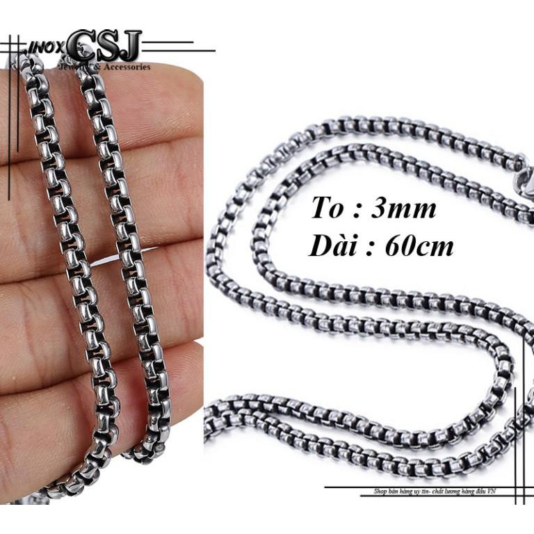 DÂY CHUYỀN INOX NAM 2MM BÔNG DỪA KHÍT ĐẸP KHÔNG ĐEN