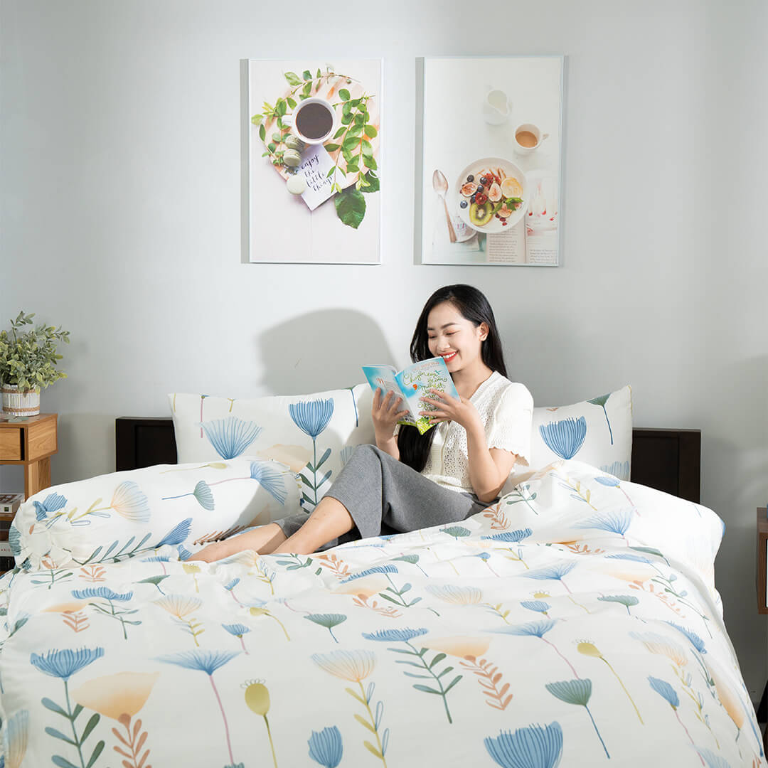 Bộ ga chun chần AMD Modal màu MD1 5 chi tiết