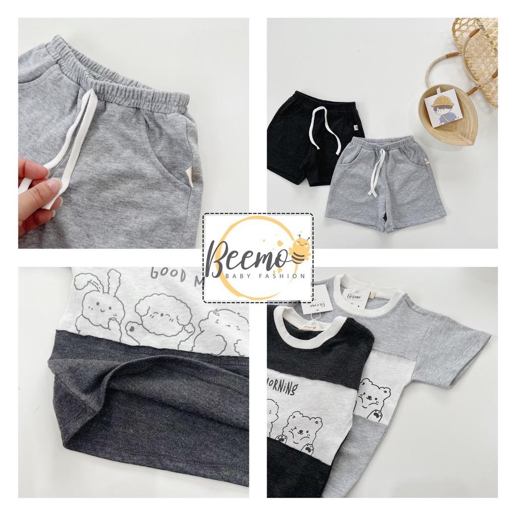 Bộ Cotton Phối Thân In Gấu Beemo Mềm Đẹp Unisex Bé Trai Bé Gái