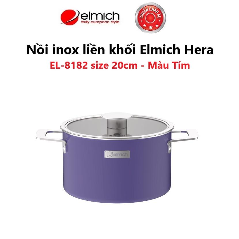 Nồi inox liền khối Elmich Hera size 20cm( Màu: Xanh / Vàng / Tím)