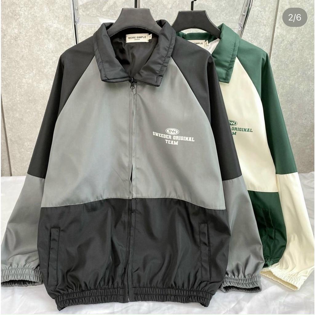 Áo Khoác Dù Phối Màu in Logo Nam Nữ Ulzzang Unisex Form Rộng Bomber Jacket