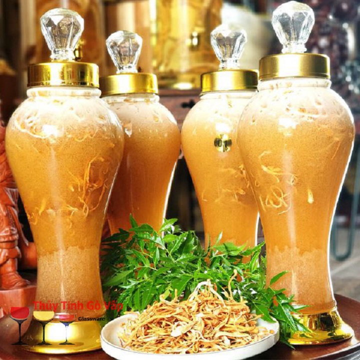 Bình Ngâm Sâm Phú Hòa 2 Lít Nắp Vàng, Đế Vàng Bền Đẹp