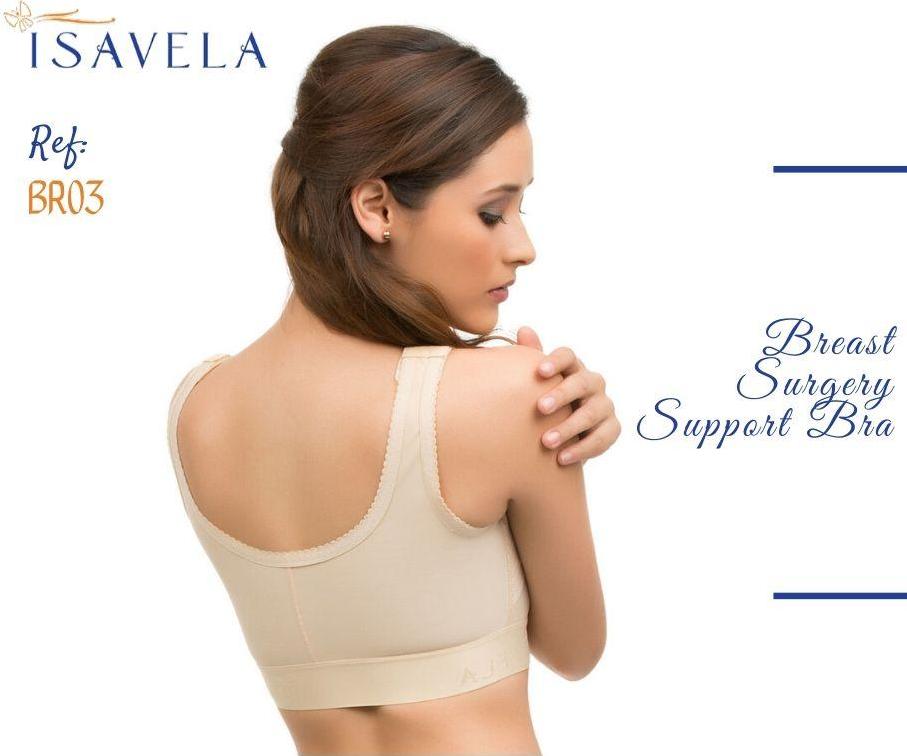 ISAVELA BR03 - Áo ngực định hình sau phẫu thuật, có dải đai ổn định ngực liền áo - Sử dụng hiệu quả sau nâng ngực