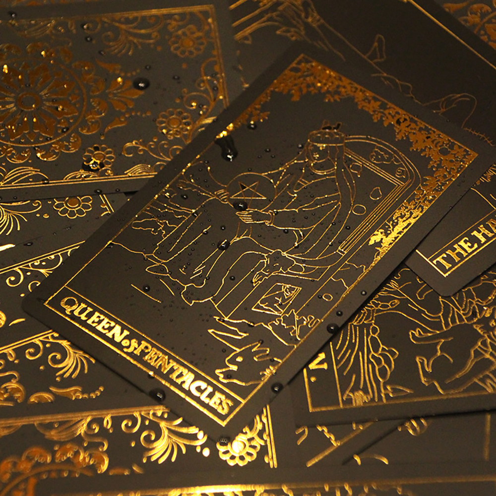 [Bài Nhựa Size Gốc] Bộ Bài Tarot Gold Foil Cao Cấp Waite Black Chất Liệu PVC Chống Nước The Fool Hộp Cứng