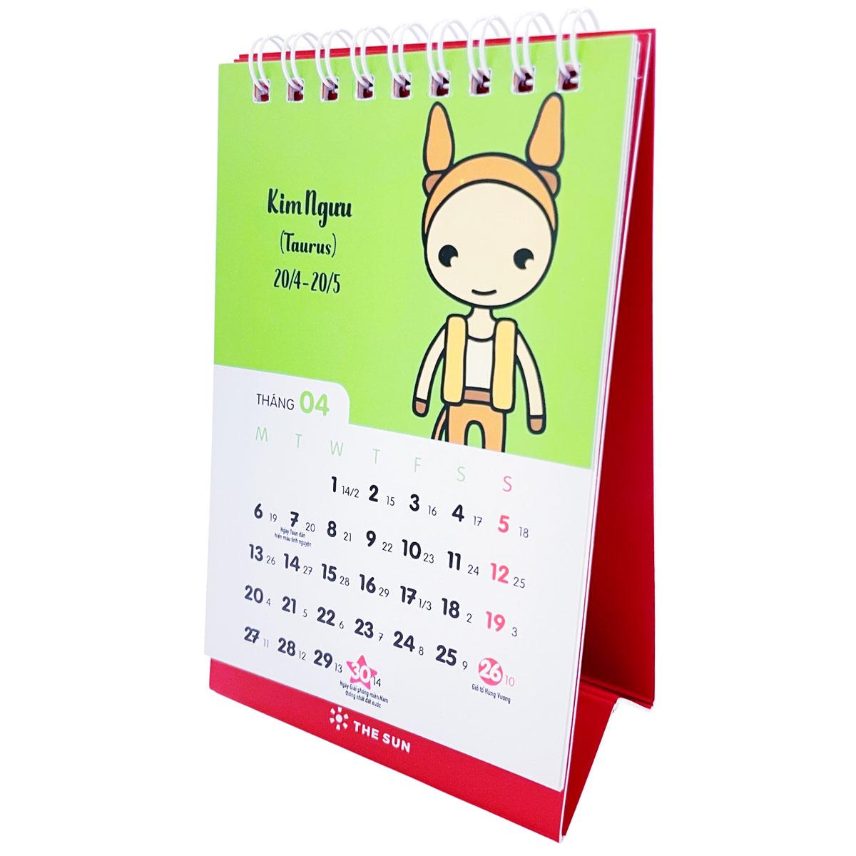 Lịch Bàn Chữ A 2026 - The Sun - 12 Cung Hoàng Đạo