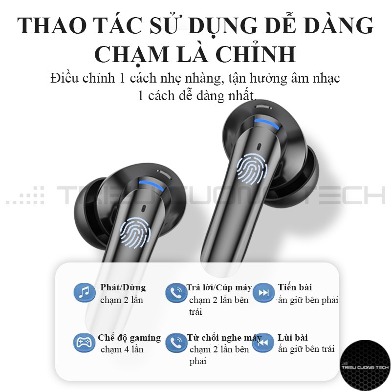 Tai Nghe Bluetooth Không Dây Cảm Ứng CT03 True Wireless – Hộp Đèn Led Hiển Thị % Pin - Chế Độ 2 Tai Nghe Độc Lập – Điều Chỉnh Âm Lượng – Dock Sạc Tiện Lợi.